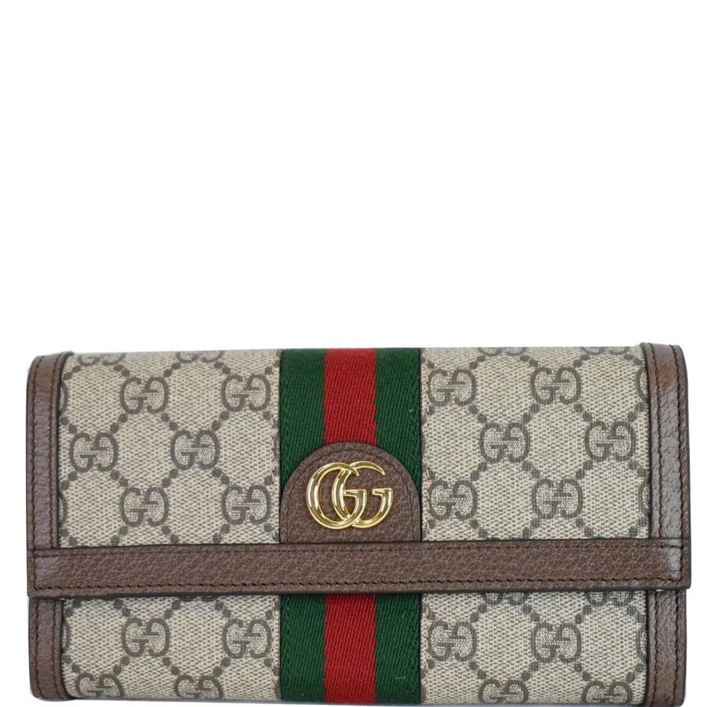 GUCCI Ophidia GG Continental Supreme Canvas Wallet Beige - Picture 1 of 12